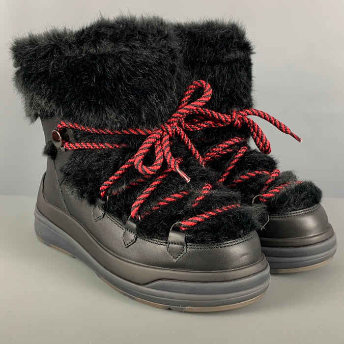 MONCLER Size 8 Black Leather Boots