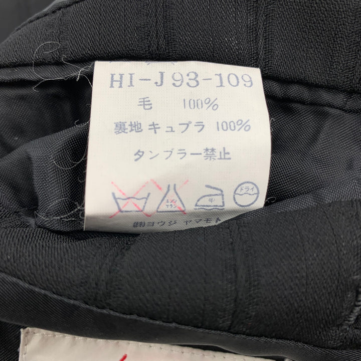 YOHJI YAMAMOTO Size M Black Stripe Wool Oversized Coat
