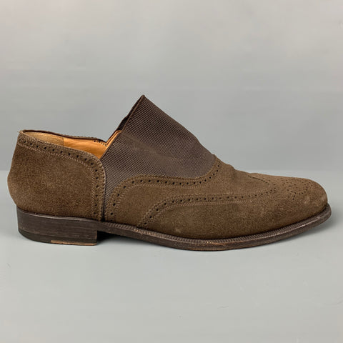 STEIGER Size 7.5 Brown Mixed Fabrics Suede Wingtip Loafers
