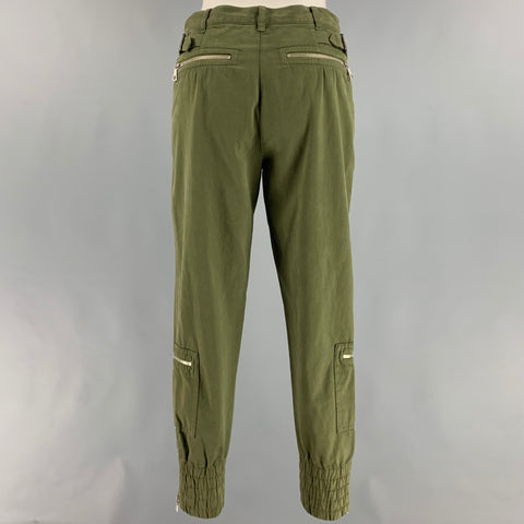 DRIES VAN NOTEN Size 4 Green Cotton Elastic Cuffs Chino Casual Pants