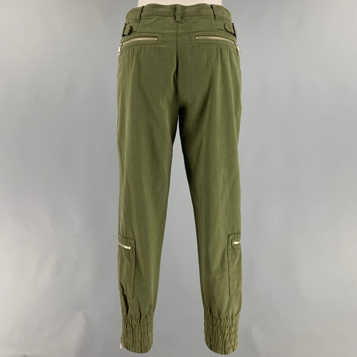 DRIES VAN NOTEN Size 4 Green Cotton Elastic Cuffs Chino Casual Pants