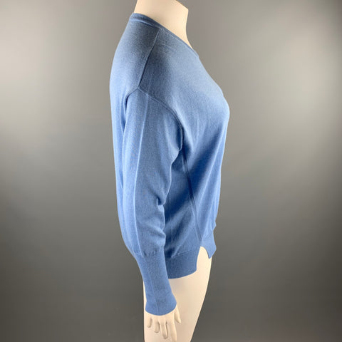 GIORGIO ARMANI Taille 12 Pull-over fendu en cachemire bleu clair