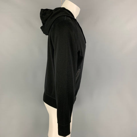 BOTTEGA VENETA Size M Black Cotton Wool Zip Up Sweatshirt