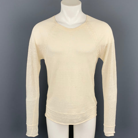KENZO Size S Beige Knit Linen Scoop Neck Lightweight Pullover
