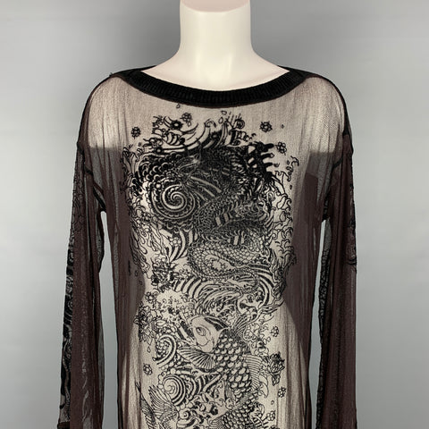 JEAN PAUL GAULTIER Taille L Robe de cocktail col bateau en velours noir et marron