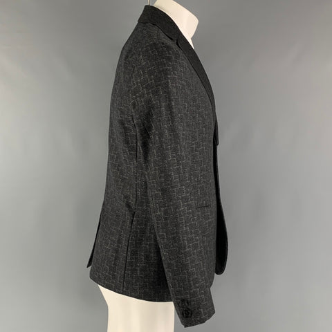 EMPORIO ARMANI Size 38 Charcoal Grey Wool Notch Lapel Sport Coat