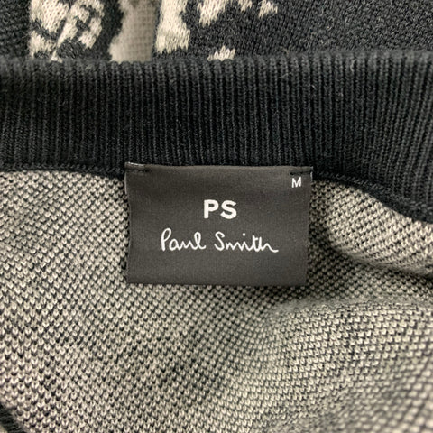 PS by PAUL SMITH Size M Black White Print Cotton Crew-Neck Pullover