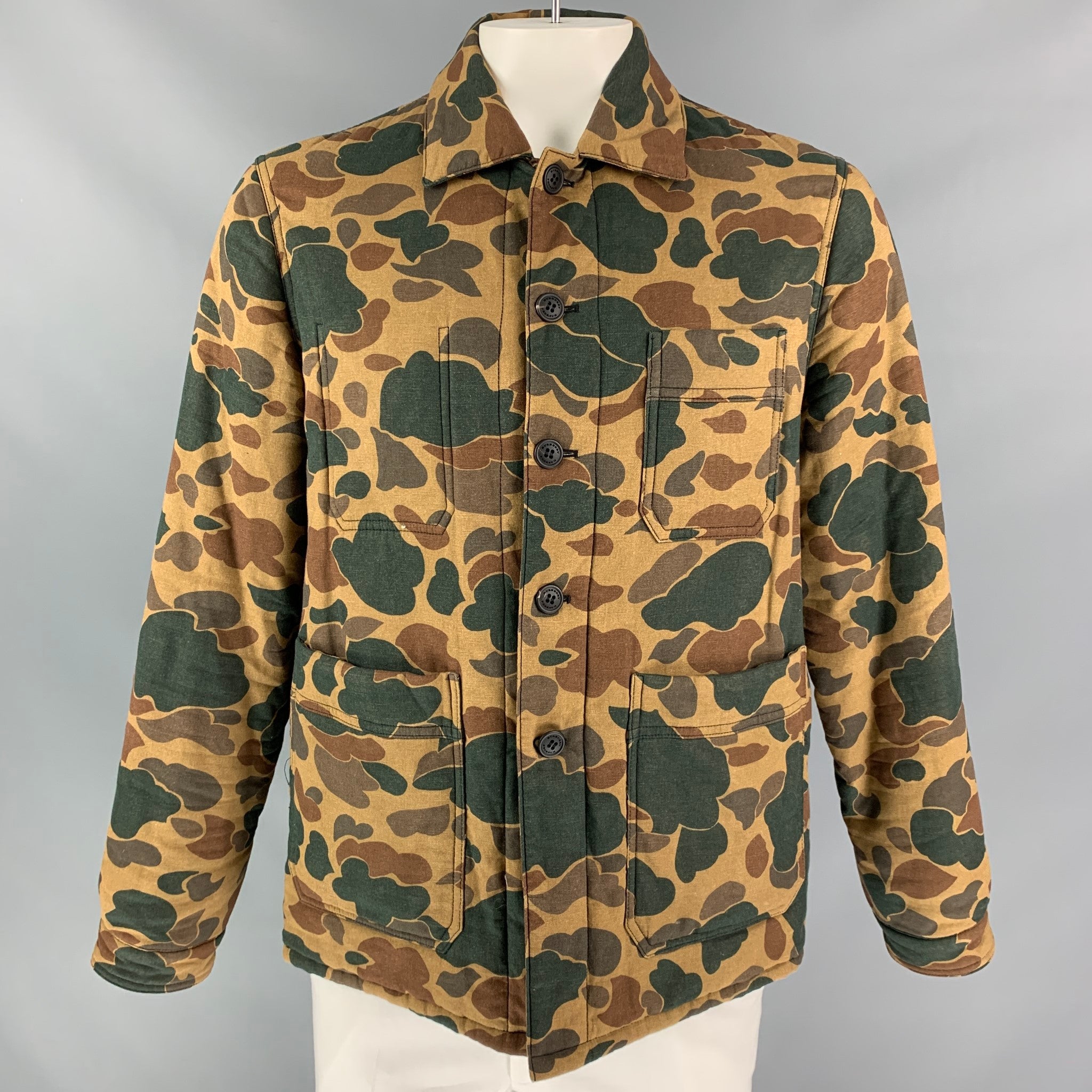 BURBERRY PRORSUM Chest Size 44 Size 44 Green Camel Camo Cotton