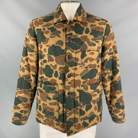 BURBERRY PRORSUM Size 44 Green Camel Camo Cotton Worker Jacket