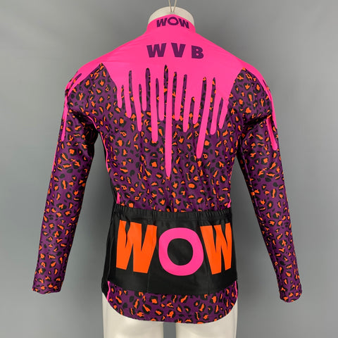 WALTER VAN BEIRENDONCK FW19 Size M Pink Purple Graphic Nylon Jersey Bike Top
