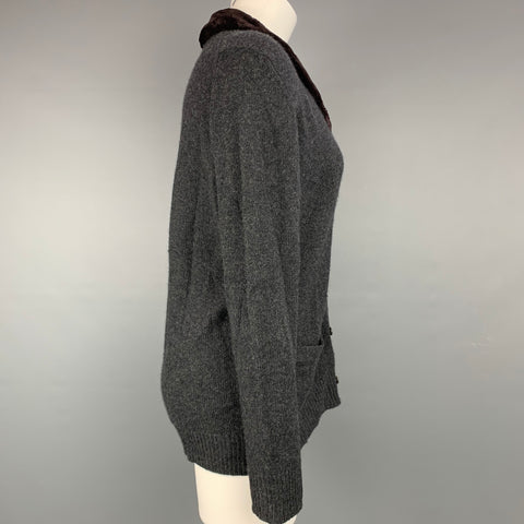 TSE Size S Charcoal Knitted Cashmere Buttoned Cardigan