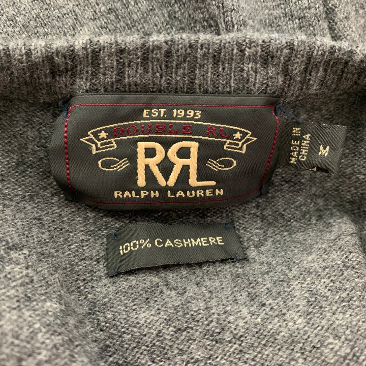 RRL by RALPH LAUREN Size M Grey Knitted Cashmere V-Neck Pullover