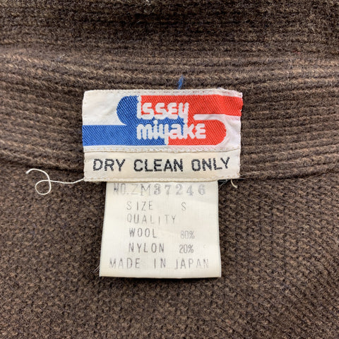 Vintage ISSEY MIYAKE Size S Brown Ribbed Wool / Nylon Drawstring Jacket