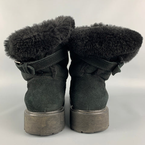 LA CANADIENNE Honey Size 8 Black Shearling Pull On Ankle Boots