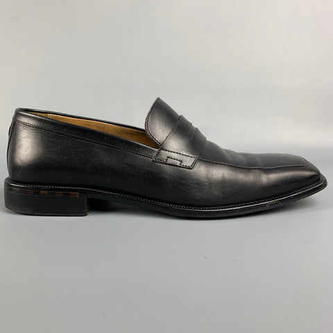 LOUIS VUITTON Size 10 Black Leather Square Toe Loafers