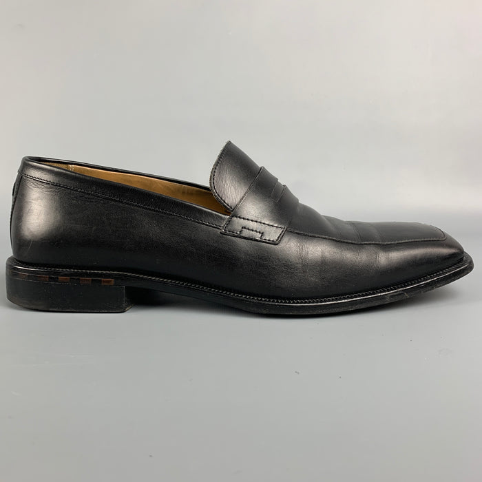 LOUIS VUITTON Size 10 Black Leather Square Toe Loafers