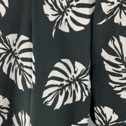 DOLCE &amp; GABBANA Taille 36 x 31 Pantalon décontracté en coton à feuilles noires et blanches