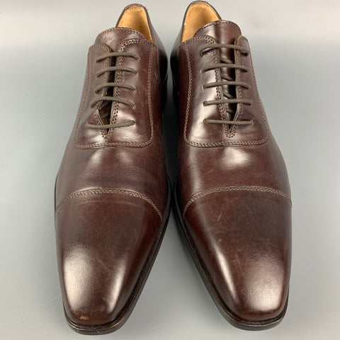 SAKS FIFTH AVENUE Taille 10,5 Chaussures à lacets en cuir marron à bout droit
