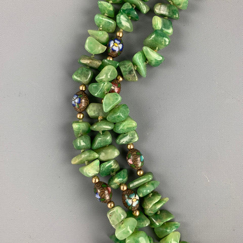 VINTAGE Collier en couches de pierre période verte