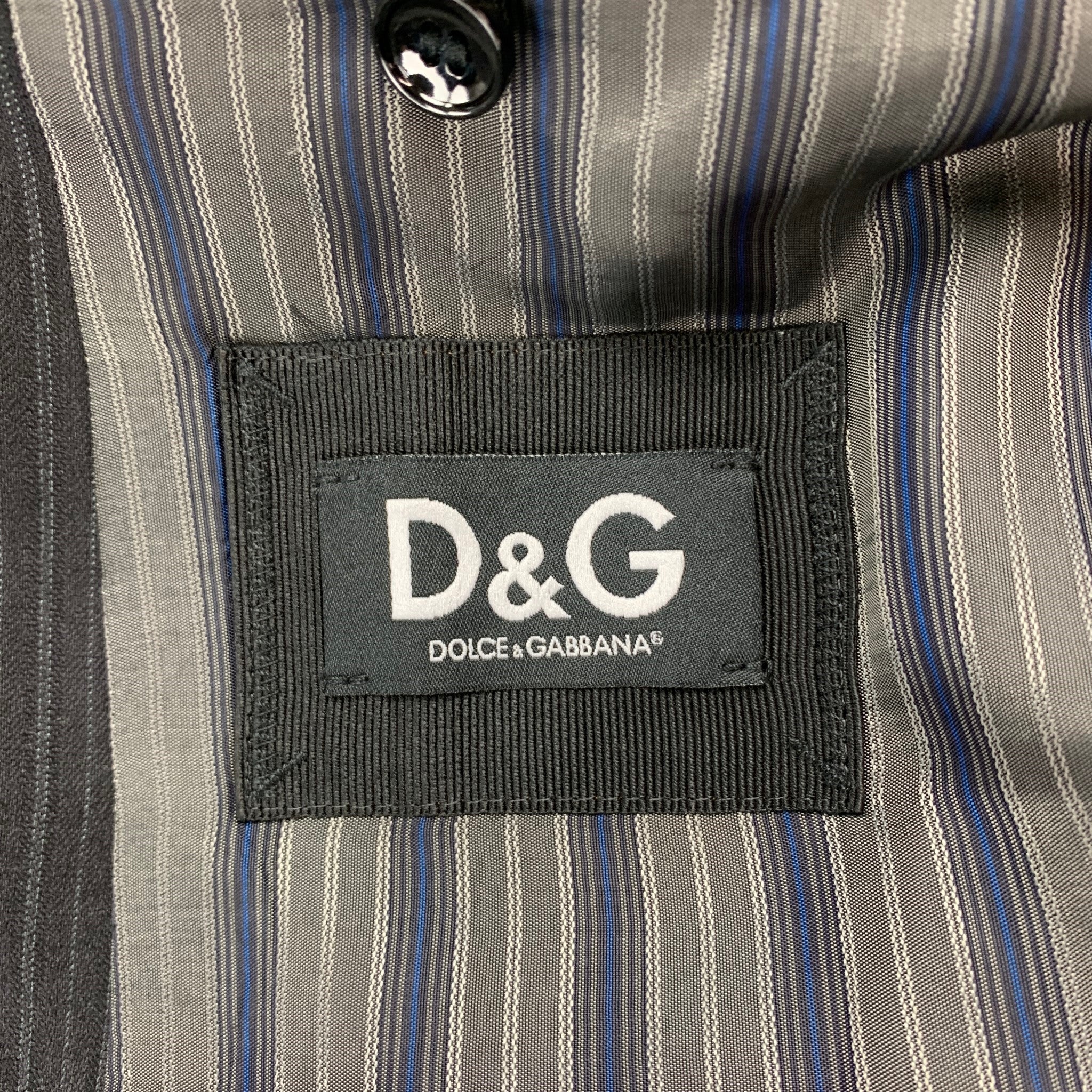 D&G by DOLCE & GABBANA Size 40 Regular Black Stripe Wool Blend