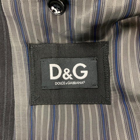 D&G by DOLCE & GABBANA Size 40 Regular Black Stripe Wool Blend Notch Lapel Suit
