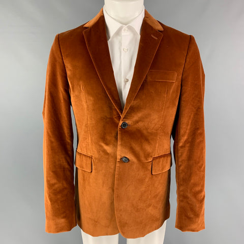PAUL SMITH Size 40 Rust Cotton Velvet Notch Lapel Sport Coat
