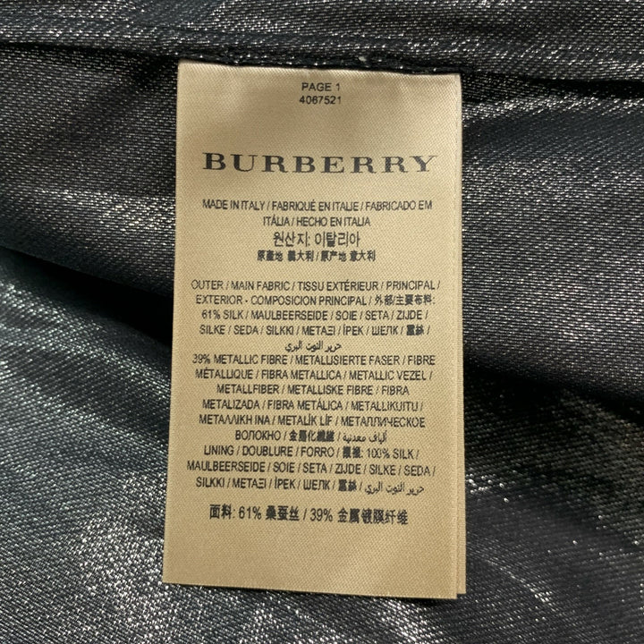 BURBERRY Size 4 Gold Silk Metallic Button Up Shirt
