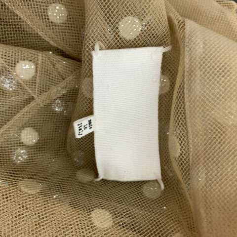 MAISON MARTIN MARGIELA Size 2 Khaki Silver Mesh Dots Oversized Shirt