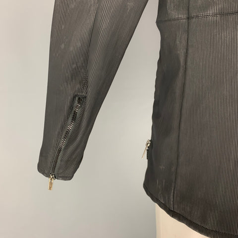EMPORIO ARMANI Size 44 Black Textured Cotton Polyurethane Coat