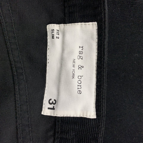RAG & BONE Size 31 Black Corduroy Button Fly Slim Casual Pants
