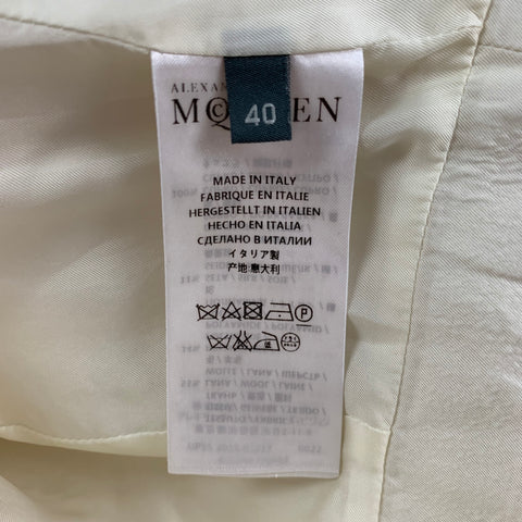 ALEXANDER MCQUEEN Vestido de manga corta texturizado en mezcla de lana color crema talla 4