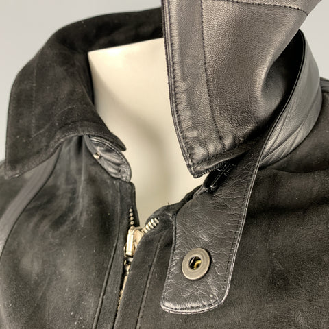 WILKES BASHFORD Size 38 Black Mixed Materials Leather Zip Up Jacket