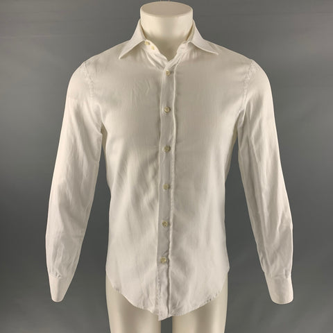 EMPORIO ARMANI Size M White Solid Cotton Button Up Long Sleeve Shirt