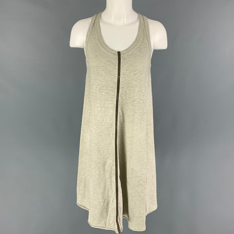 ISAAC SELLAM Size 0 Grey Brown Cotton Calfskin Tank Dress