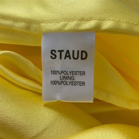 STAUD Size L Yellow Polyester Sheer Halter Dress