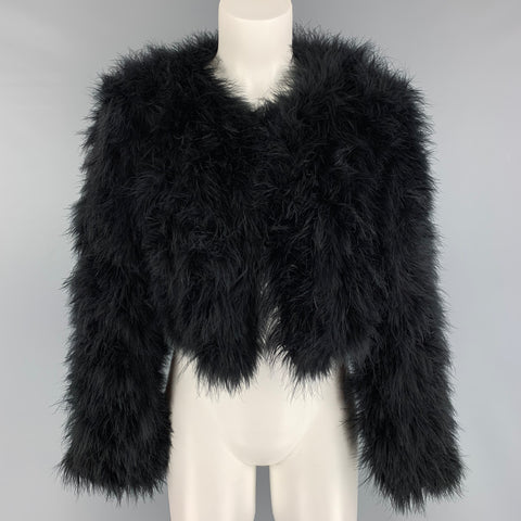 BUBISH Taille M Veste courte en plumes de polyester noir