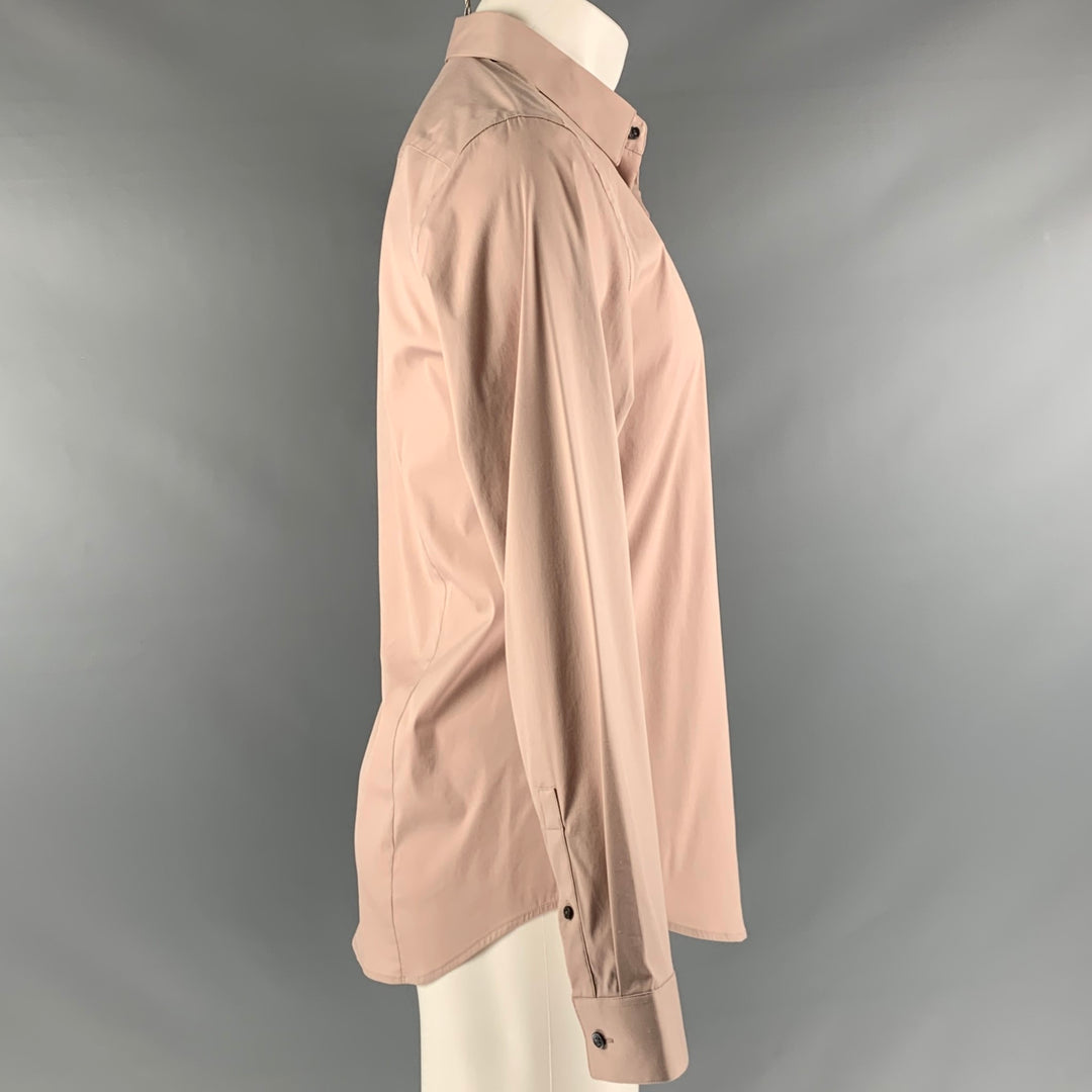 THEORY Size M Pink Cotton Blend Long Sleeve Shirt