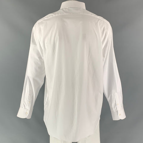 SAKS FIFTH AVENUE Size XXL White Solid Cotton Button Up Long Sleeve Shirt