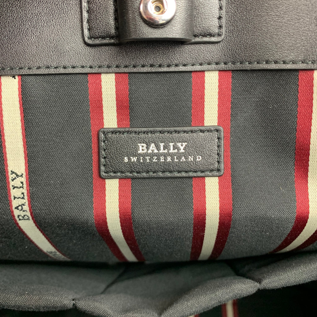 BALLY Bolso tote rectangular de cuero con rayas negras