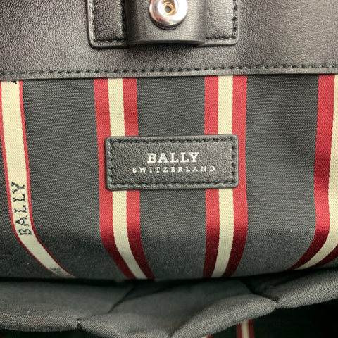 BALLY Black Stripe Leather Rectangle Tote Bag