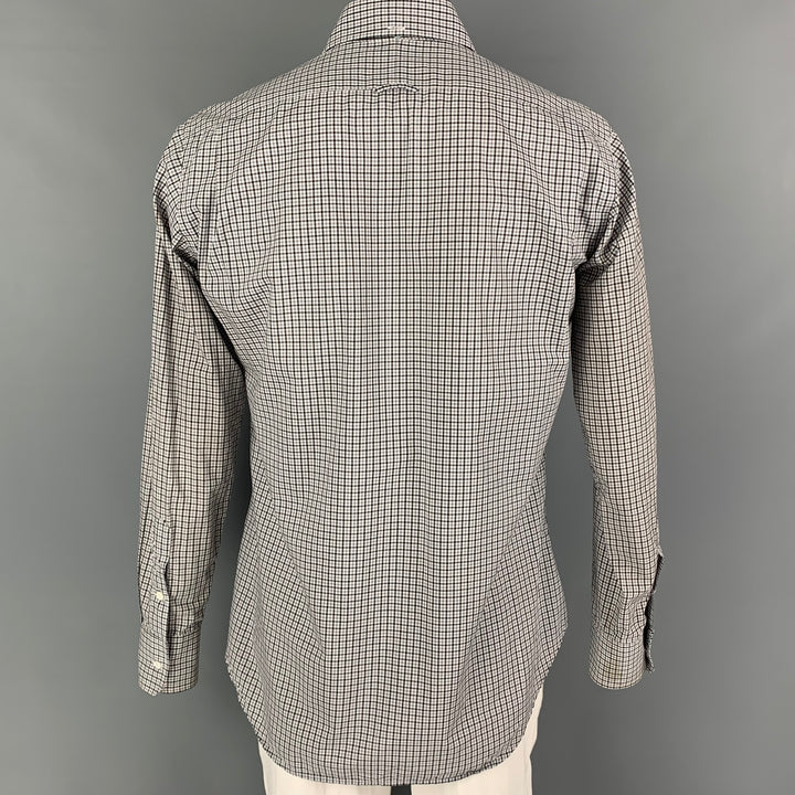 THOM BROWNE Spring 2009 Size L White Black Plaid Cotton Long Sleeve Shirt