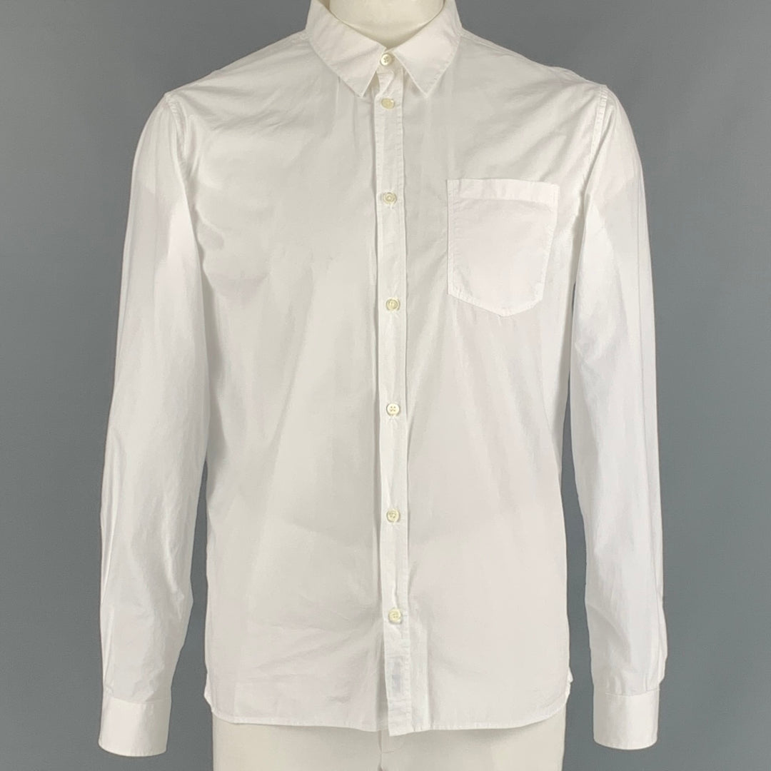NORSE PROJECTS Size XL White Solid Cotton One pocket Long Sleeve Shirt