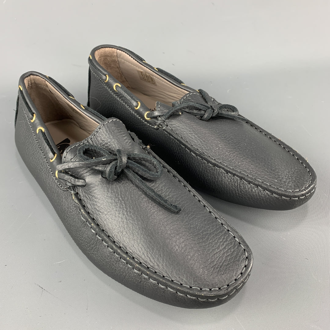 BOBBIES Size 7 Charcoal Leather Drivers Loafers