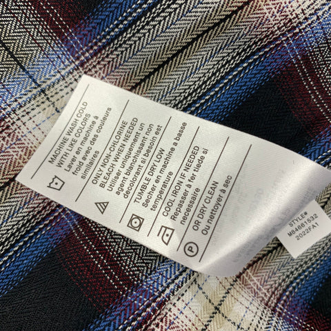 VINCE Camisa de manga larga de rayón de algodón a cuadros multicolor negra talla XS