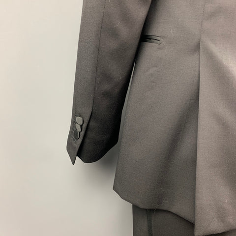 ERMENEGILDO ZEGNA Size 42 Long Black Wool Peak Lapel Tuxedo