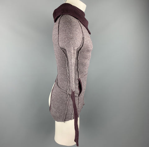 NICE COLLECTIVE Size M Purple Merino Wool High Collar Zipper Sweater