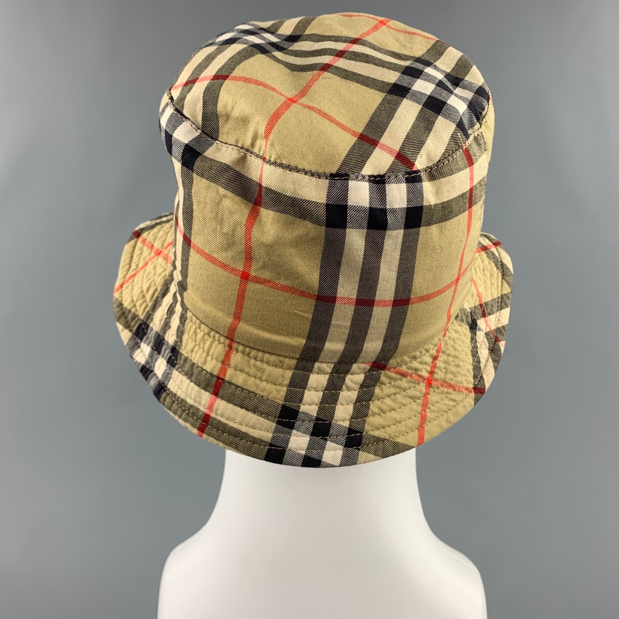 BURBERRY LONDON Beige Plaid Cotton Reversible Bucket Hat – Sui