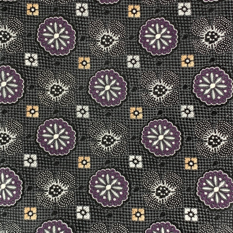 ERMENEGILDO ZEGNA Charcoal & PLum Floral Pattern Silk Tie