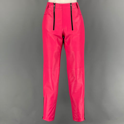 MARCELL VON BERLIN Talla 4 Pantalones cónicos de piel de cordero de cuero negro rosa