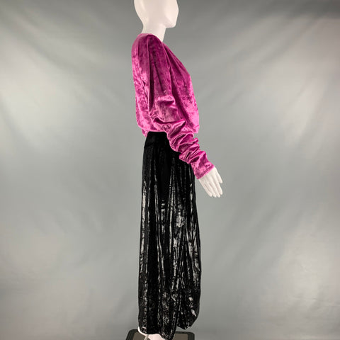 ATTICO Size 6 Pink Black Polyester Velvet Wrap Dress